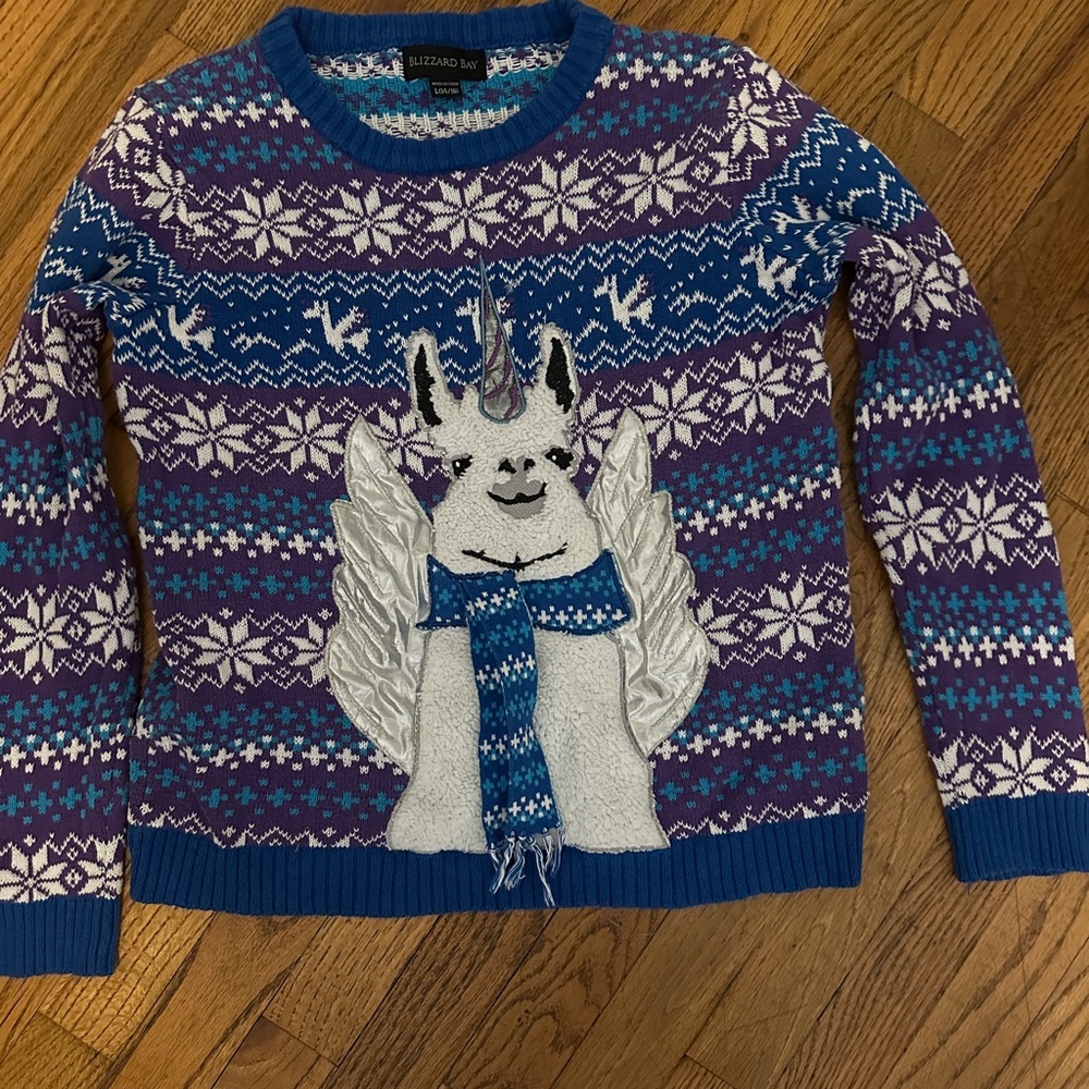 Ugly Christmas unicorn Llama Sweater - winter fun girls 14/16